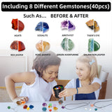 Tryes Rock Tumbler Kit Adults - Rock Polisher Tumbler with Noise Reduction Cover, Speed&Timer Control, Includes 4 Polishing Grits, Rough Gemstones, Tryes