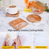 AOEDEO 4pcs Resin Coaster Molds for Epoxy Resin,4 pcs Diamond Edge Round Coaster Resin Molds for Resin Casting Epoxy Resin Molds for DIY Resin,Cups AOEDEO