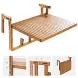 Idzo FSC Acacia Wood Folding Balcony Bar Table for Railings, Adjustable Height & Width, Teak Brush Finish Durable Against Weather, Ideal Spacious IDZO