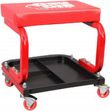 Torin TR6300 Red Rolling Creeper Garage/Shop Seat: Padded Mechanic Stool with Tool Tray BIG RED