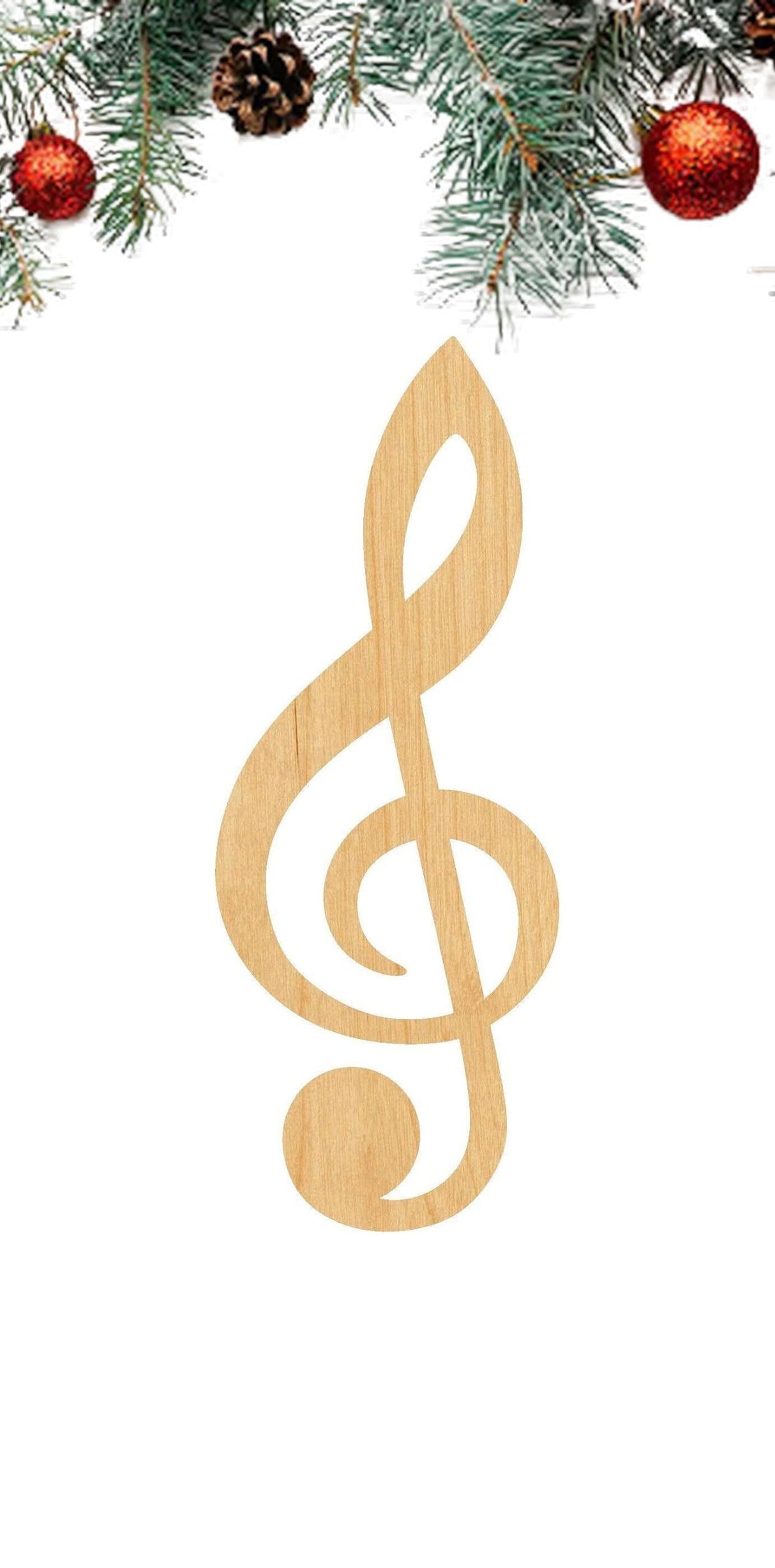 3 Pcs Treble Clef Supply 3" Wooden Shape Ornaments Unique Unpainted Smooth Surface Unfinished Laser Cutout Wood Sheets Boards for Crafts 1/8 Inch Generic