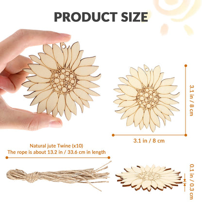 Artibetter 10pcs Unfinished Wood Pieces Cartoon Flower Pattern Unfinished Wooden Cutouts Blank Wood Paint Slices for DIY Craft Spring Summer - WoodArtSupply