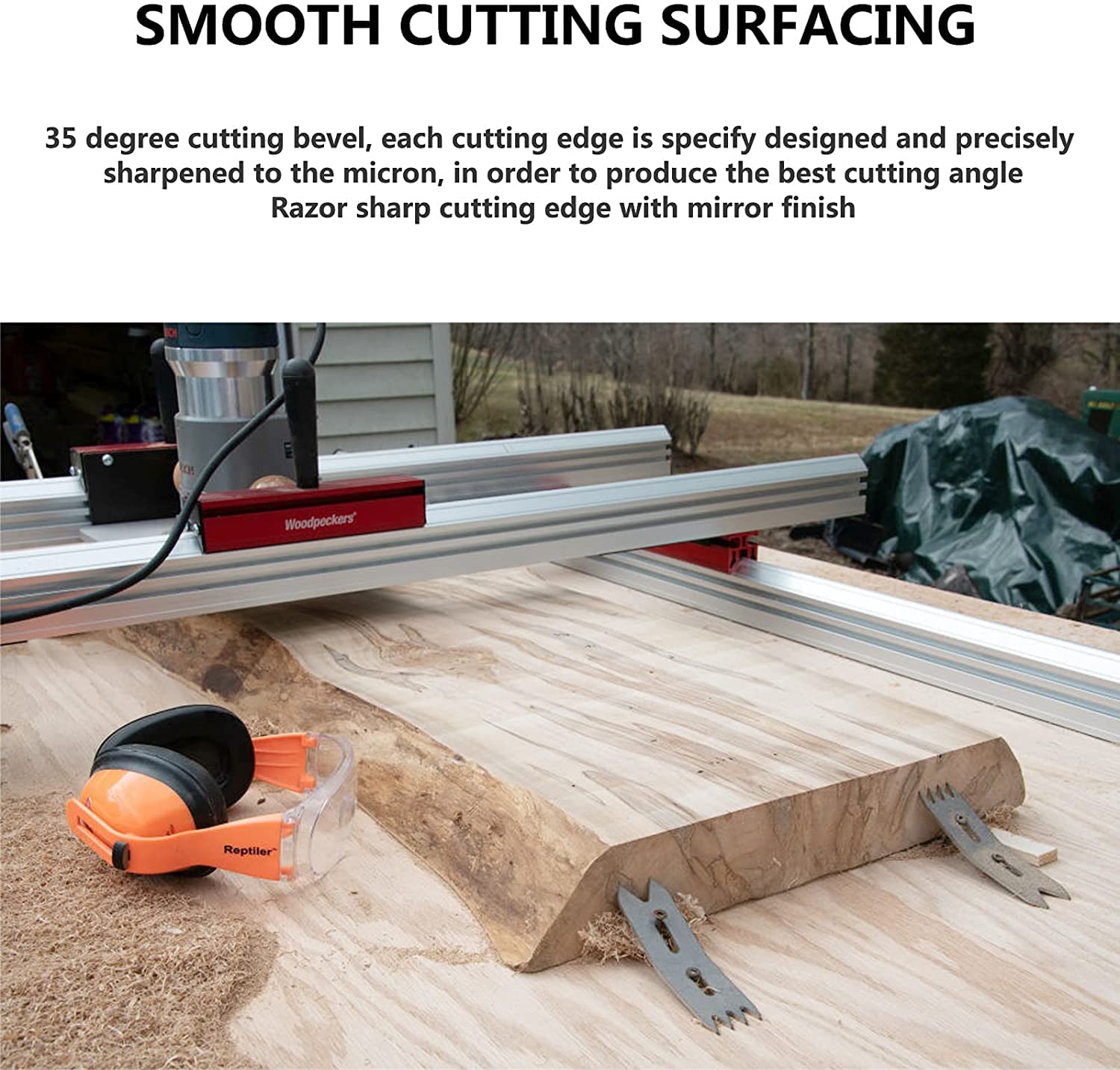 SpeTool CNC Spoilborad Surfaing Router Bit 1" Cutting Diameter 2+2 Flute with 1/4" Shank Router Planning Dado Cleaning Planer Bit SpeTool