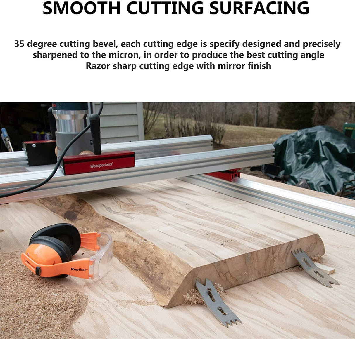 SpeTool CNC Spoilborad Surfaing Router Bit 1" Cutting Diameter 2+2 Flute with 1/4" Shank Router Planning Dado Cleaning Planer Bit SpeTool