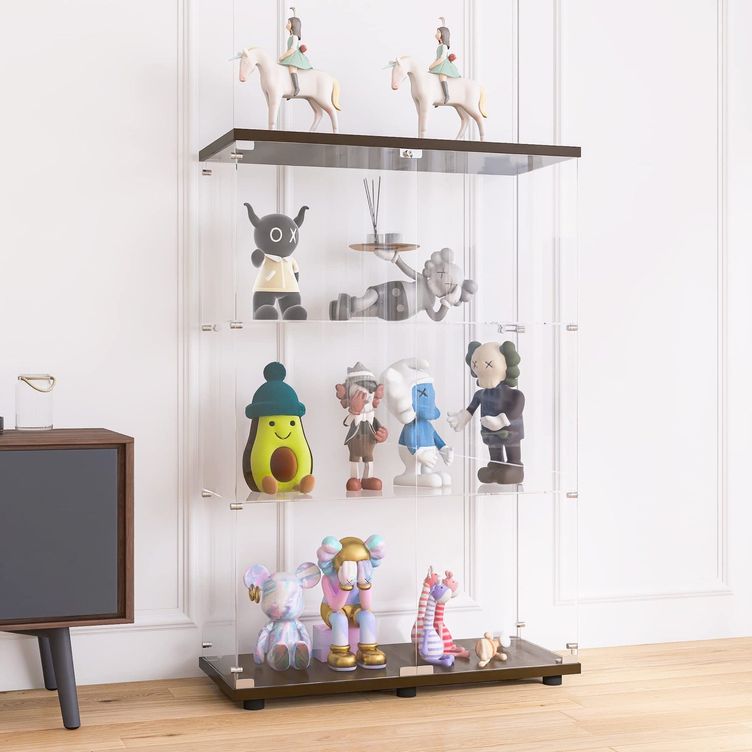 Modern 49'' Zipzop Three-Shelf Glass Display Cabinet with Doors - Curio Storage Solution Zipzop