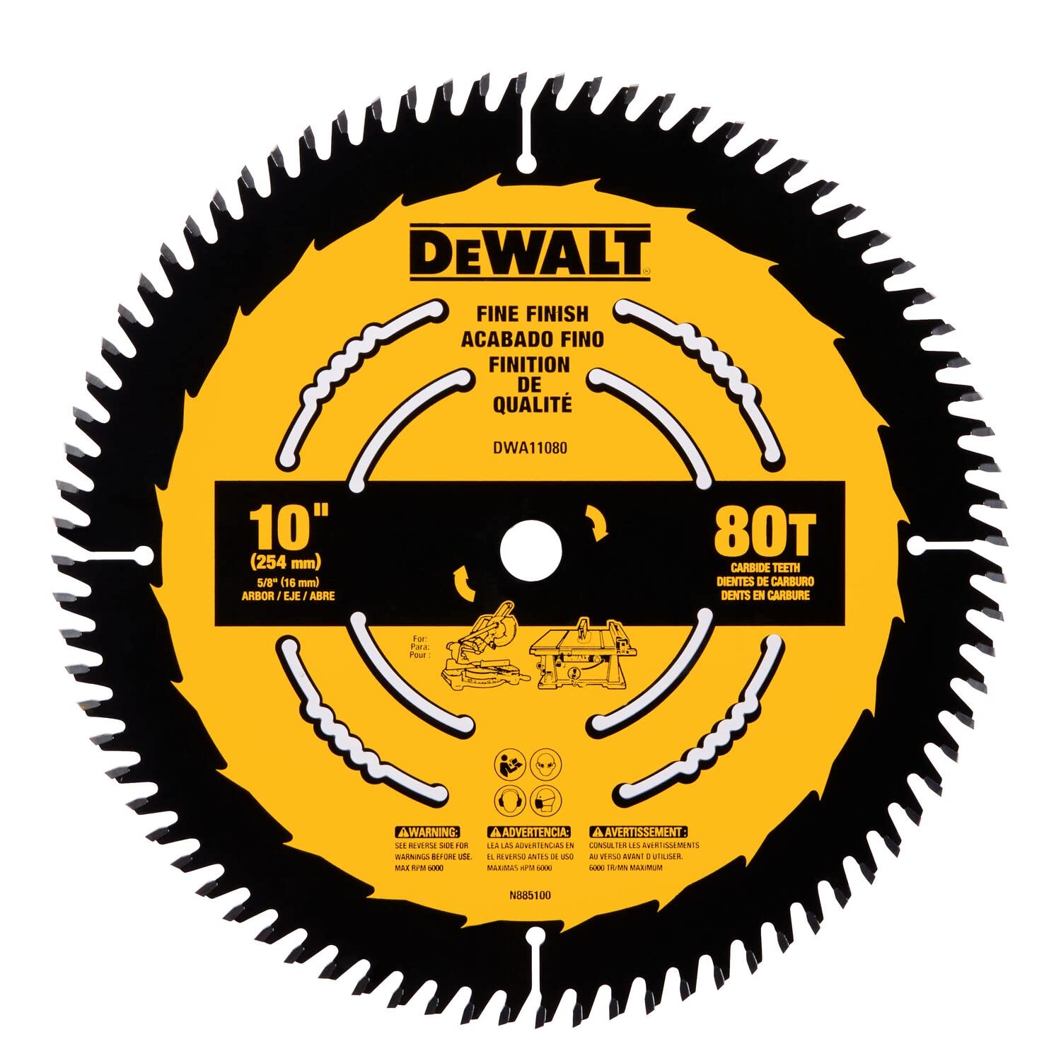 DEWALT Table Saw Blade, 10 inch, 80 Tooth, Fine Finish, Ultra Sharp Carbide (DWA11080) DEWALT