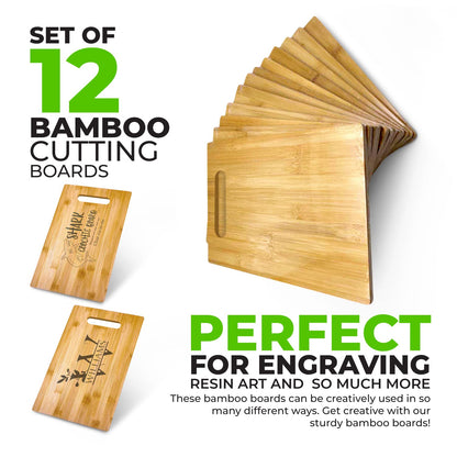 Bulk Plain Bamboo Cutting Board (Set of 12) | For Customized, Personalized Engraving Purpose | Wholesale Premium Blank Bamboo Board (Rectangular 12" - WoodArtSupply