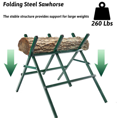 FLITURE Saw Horses Heavy Duty Folding Saw Horses Metal Log Holder for Cutting Saw Horse Adjustable Sawhorse Support 260LB Weight Capacity