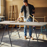 Goplus Saw Horses 2 Pack Folding, Portable Lightweight Work Horse with 2x 4 Slots,2200 LBS Capacity,Non-slipping Pads, Heavy Duty Sawhorse for Goplus