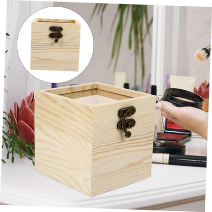 NOLITOY 4 Pcs Wooden Box with Glass Lid Candy Glass Jewelry Keepsake Unfinished Wooden Chest Jewelry Container Necklace Case Glass Container Flowers