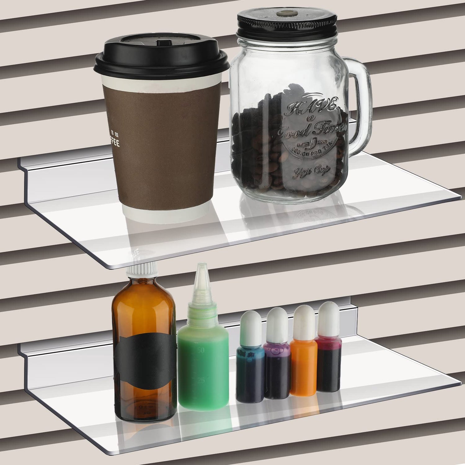 4 x 10 Inch Slatwall Shelves Hanging Slatwall Accessories Clear Slatwall Shelf Plastic Shelves for Wall, Home Shoe Stores Boutiques Supplies (Clear, Kathfly