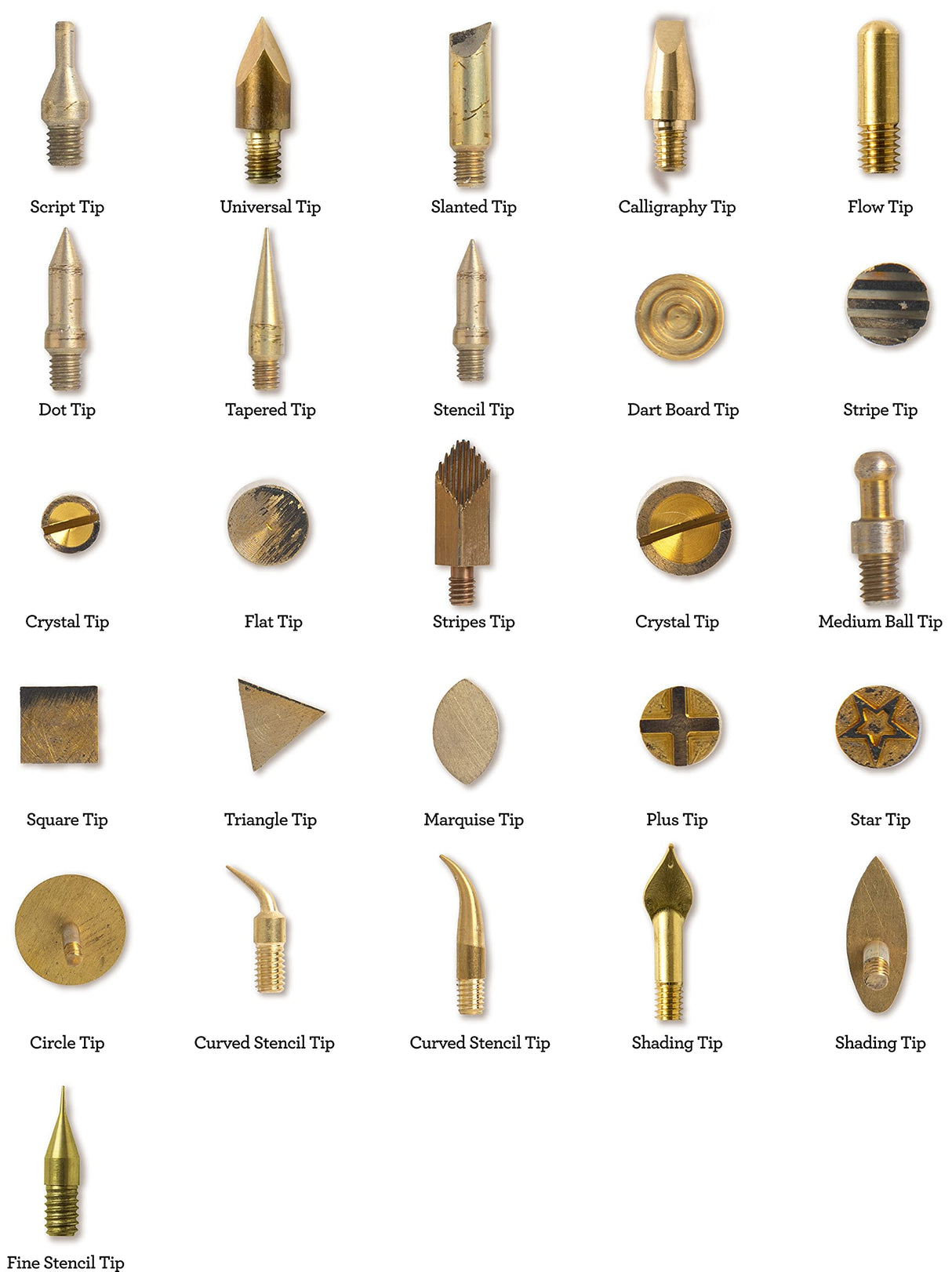 Plaid Wood Burning Tool Tip Set, Set of 26, Gold Plaid