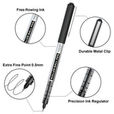 Shuttle Art School & Work Supplies Bundle, 20 Pack(10 black 10 blue) Liquid Ink Rollerball Pens, 0.5mm Extra Fine Point, Quick Drying for Writing Shuttle Art
