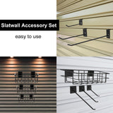 Yaocom 94 Pcs Slatwall Accessory 4 Metal Slatwall Baskets 90 Slatwall Hooks 4'' 6'' 8'' Slat Wall Hooks Hanging Storage Baskets for Shops Rooms Yaocom