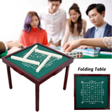 MJTABLE Wooden Mahjong Table, 35" Folding Square Card Tables, Wear-Resistant Nylon Desktop, Board Game Domino Table, Poker Cards, Mahjong, Board MJTABLE
