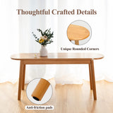 Cttasty Entryway Bench, Solid Wood Dining Bench, Midcentury End of Bed Bench w/Rounded Corner, Outdoor Bench w/Robust Construction, Bedroom Bench, Cttasty