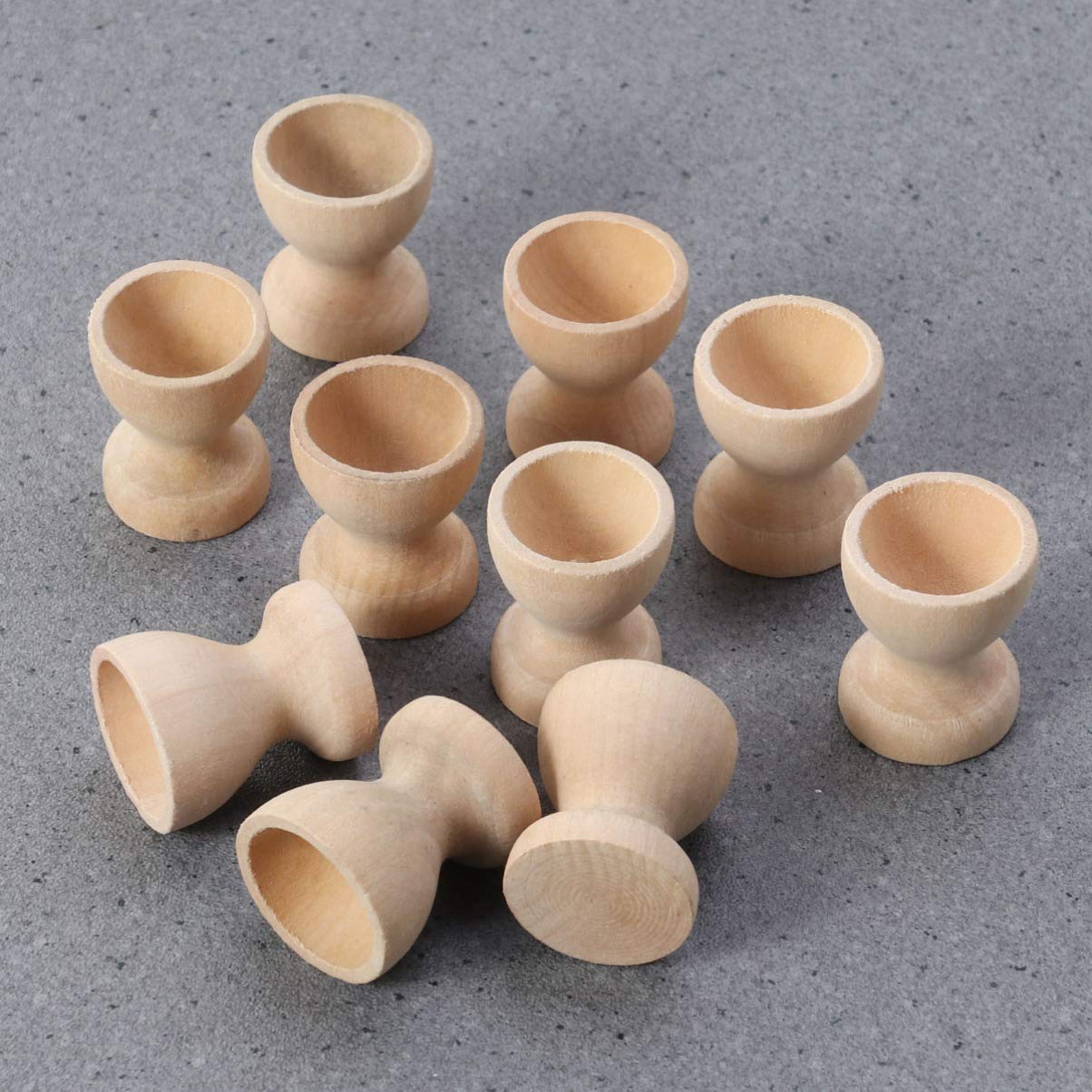 MAGICLULU 10 PCS Wooden Egg Cup Holders Unfinished Wood Egg Stands for Crafts Easter Decor - WoodArtSupply