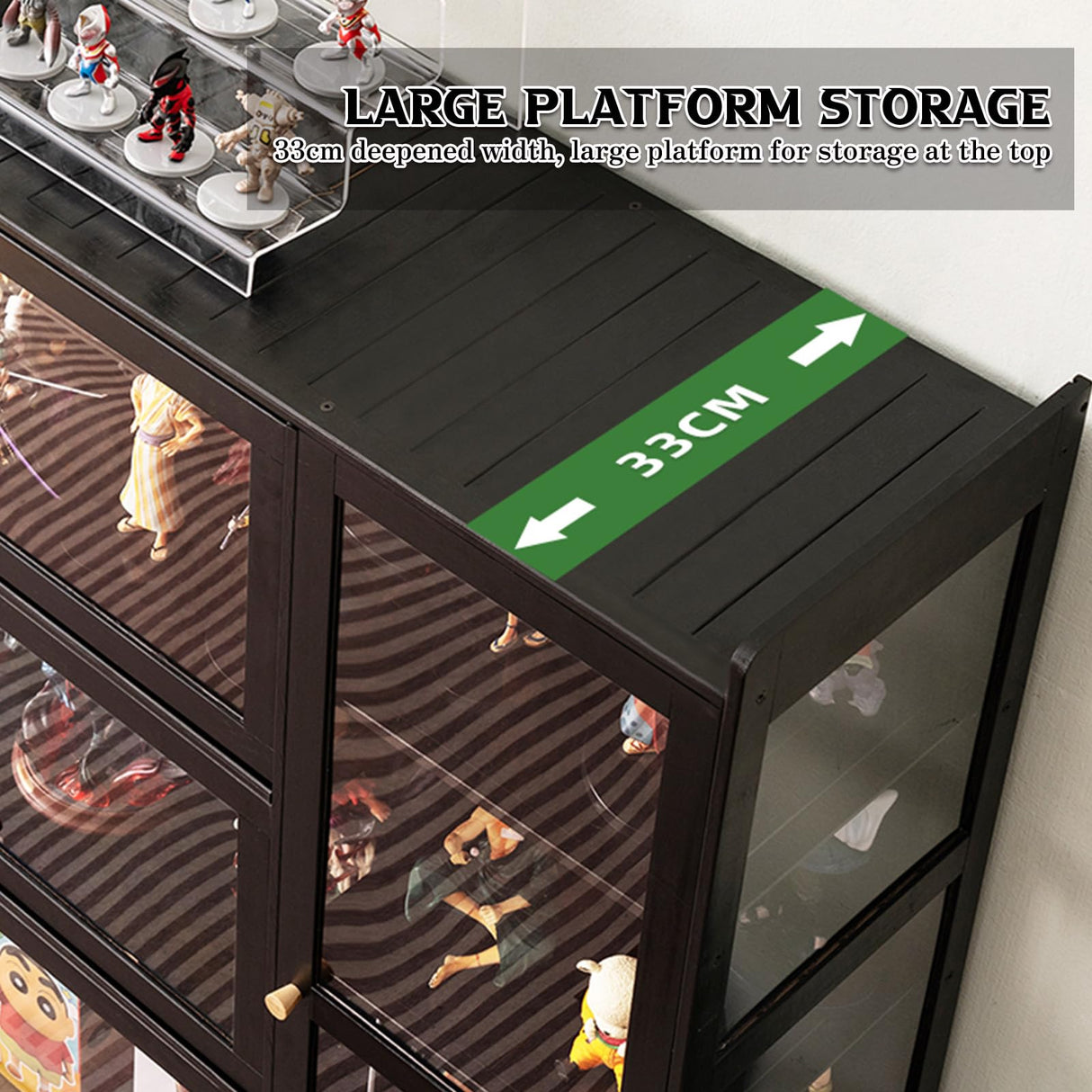 FVTVHEV Display Cabinet, Curio Cabinet with Acrylic Doors, Figures and Curio Collection Display Case, Floor Standing Clear Showcase for Living Room FVTVHEV