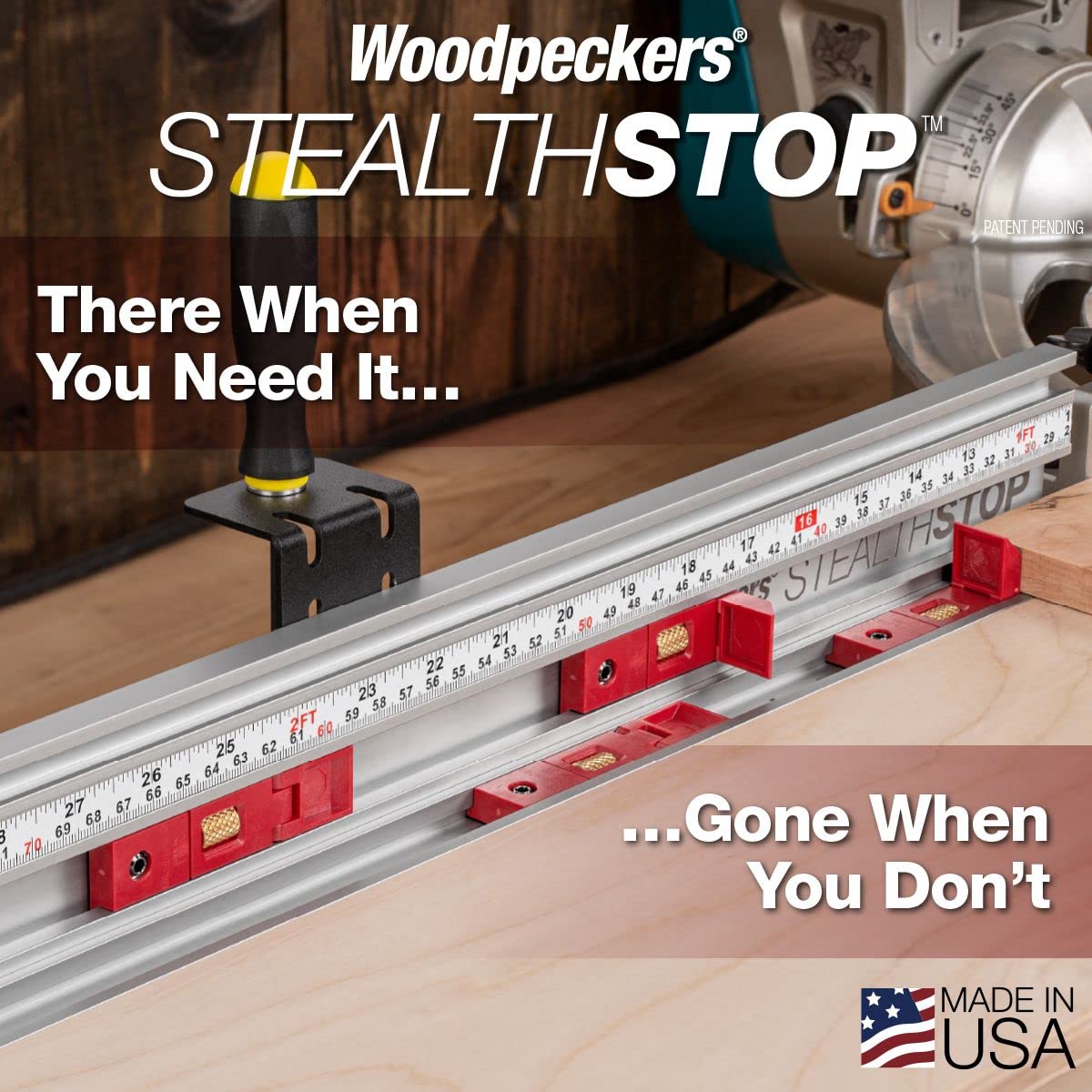 Woodpeckers StealthStop Miter Saw Fence & Stop System, 4' Combination Kit Left, Precision Woodworking Accessories Woodpeckers