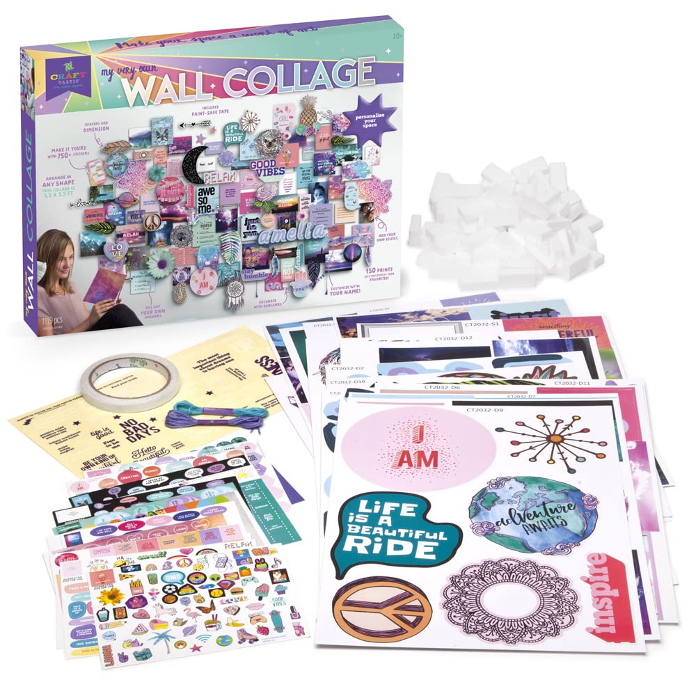 Craft-tastic DIY Wall Collage – Craft Kit – Personalize Your Space with Inspiring Quotes, Pre-cut Designs & Pictures Craft-tastic