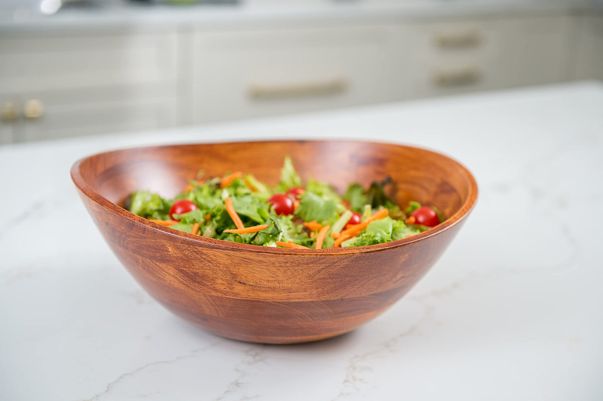 Lipper International Cherry Finished Wavy Rim Serving Bowl for Fruits or Salads, Matte, Large, 13" x 12.5" x 5", Single Bowl Lipper International