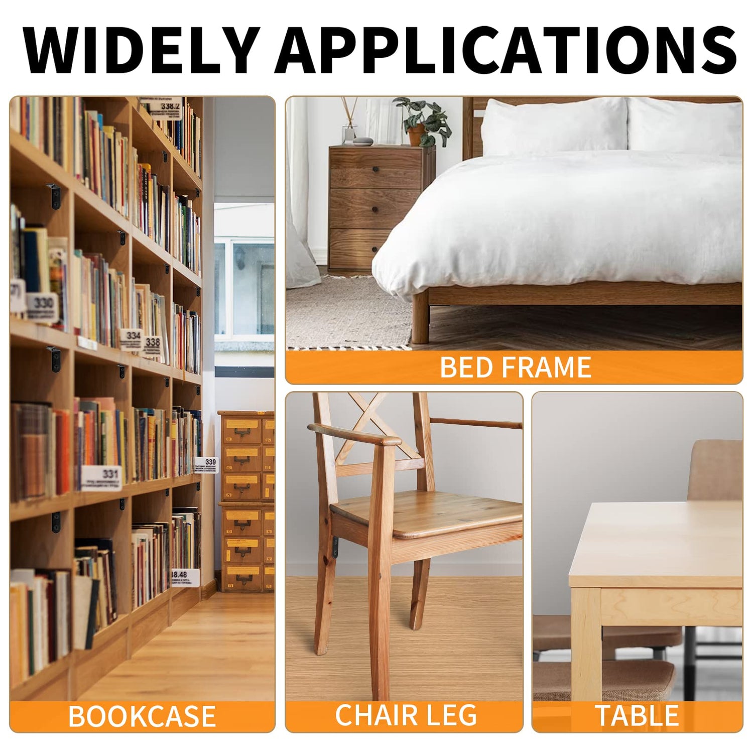 18PCS L Bracket Corner Bracket, FATLODA Stainless Steel L Brackets for Shelves, Black Small Right Angle Bracket, Metal Corner Brace for Wood FATLODA