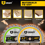 GRAFF Set 4-1/2-Inch Circular Saw Blade with 3/8-Inch Arbor - 24-Teeth & 40-Teeth Grinder Saw Blade for Wood, Plywood, Drywall, MDF, Plastic - Wood GRAFF