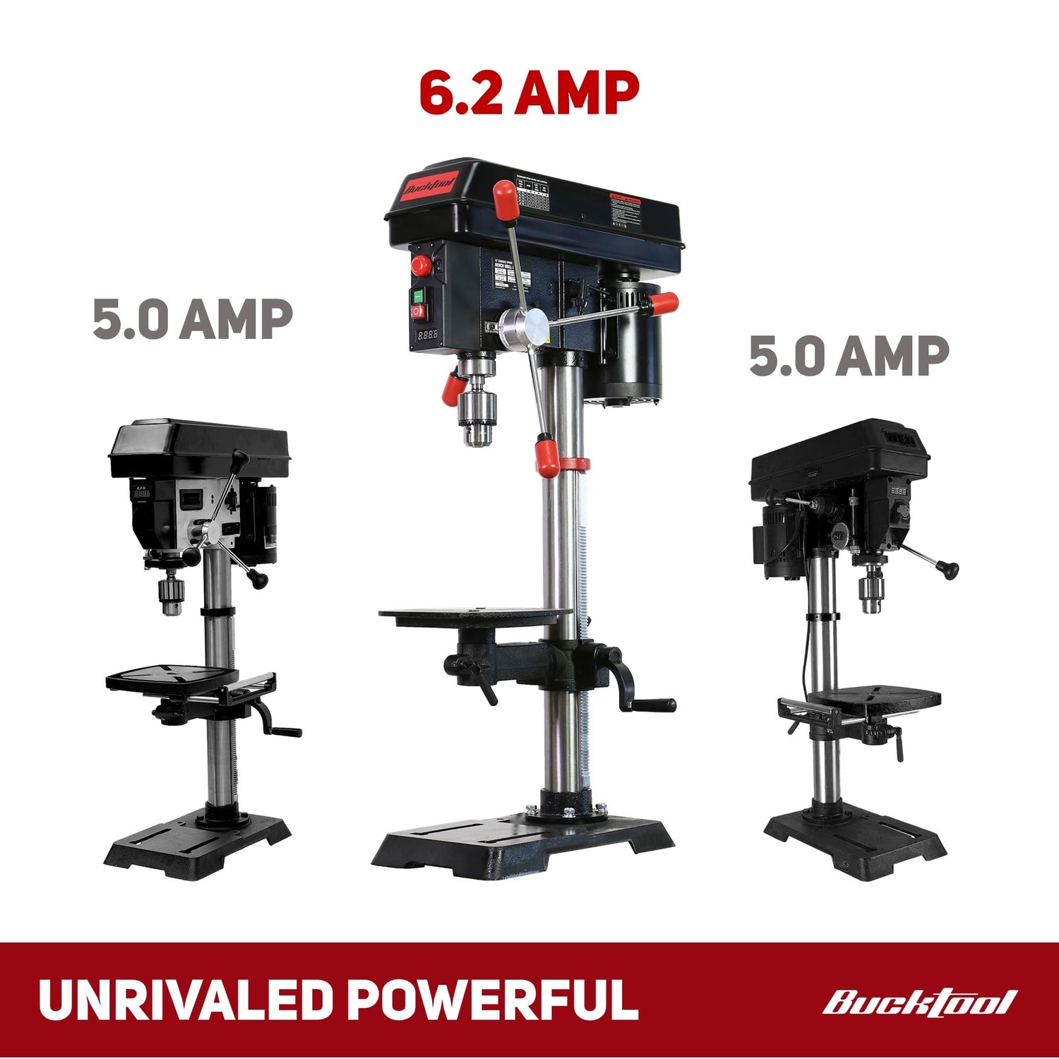BUCKTOOL 12 INCH 6.2A Professional Bench Drill Press, 3/4HP Powerful Benchtop Drill Press, Variable Speed Drill Press with IIIA Laser and Work Light Bucktool