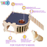 Large Guinea Pig Castle, Natural Wood Rabbit House with Ladder and Hay Feeder, Small Animal Hideout for Rabbit Guinea Pig Hedgehog Chinchilla YKD
