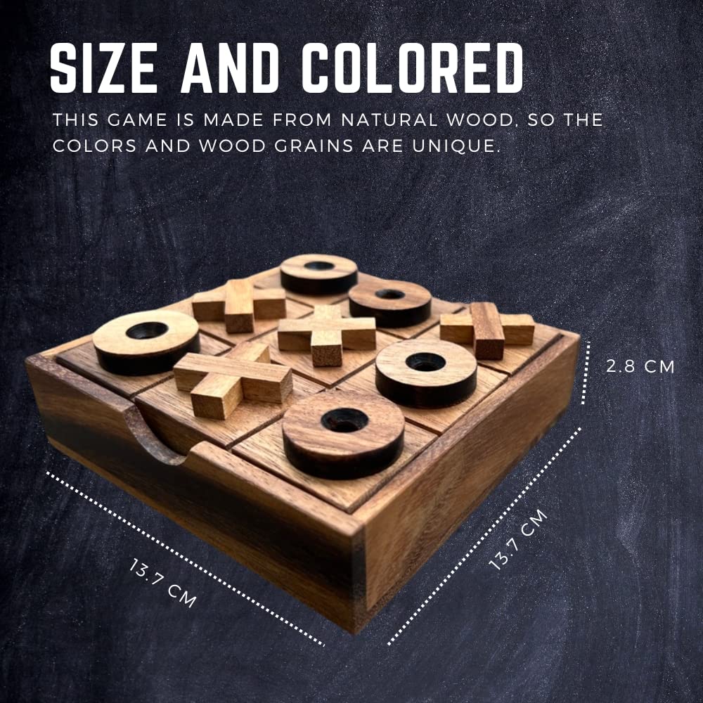 NUTTA - TicTacToe Tic Tac Toe Wooden Board XO OX Games Coffee Table Desk Toy Fun Game with Friends and Family Adult Games Travel Backyard Indoor NUTTA