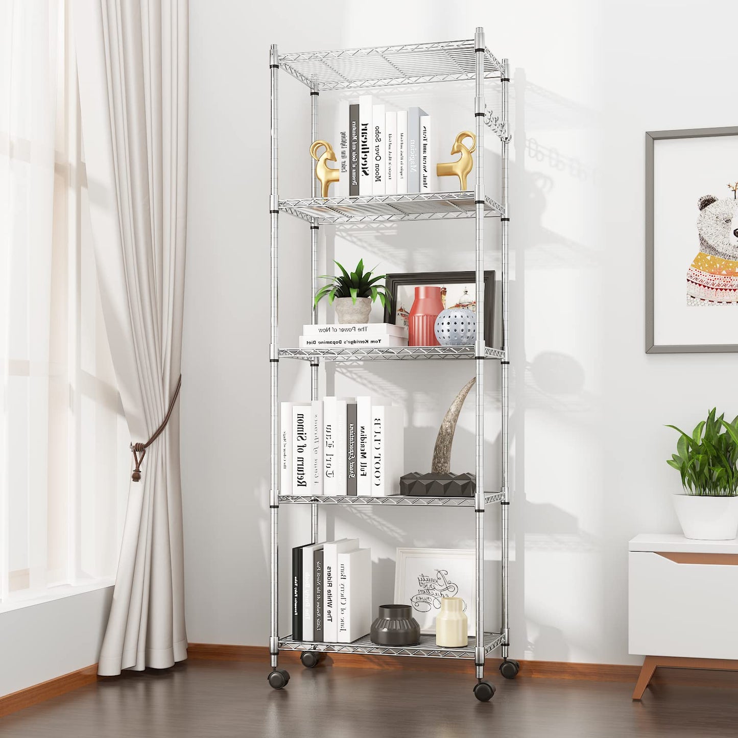 Devo 5-Tier Adjustable Heavy Duty Wire Shelving Unit for Versatile Storage Solutions - WoodArtSupply