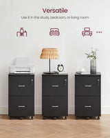 VASAGLE 2-Drawer File Cabinet, Locking Wood Filing Cabinet for Home Office, Small Rolling File Cabinet, Printer Stand, for A4, Letter-Size Files, VASAGLE