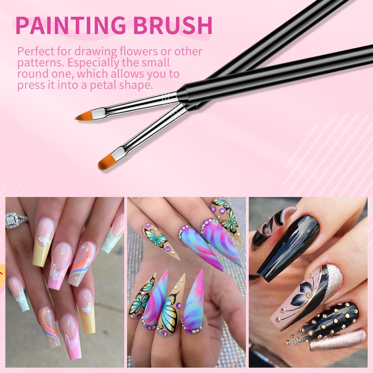 Saviland Nail Art Brushes Set - 6pcs Double-End Nail Art Brushes Kit Professional Nail Art Tools Kit with Painting Dotting Line Pen for Gel Polish SAVILAND