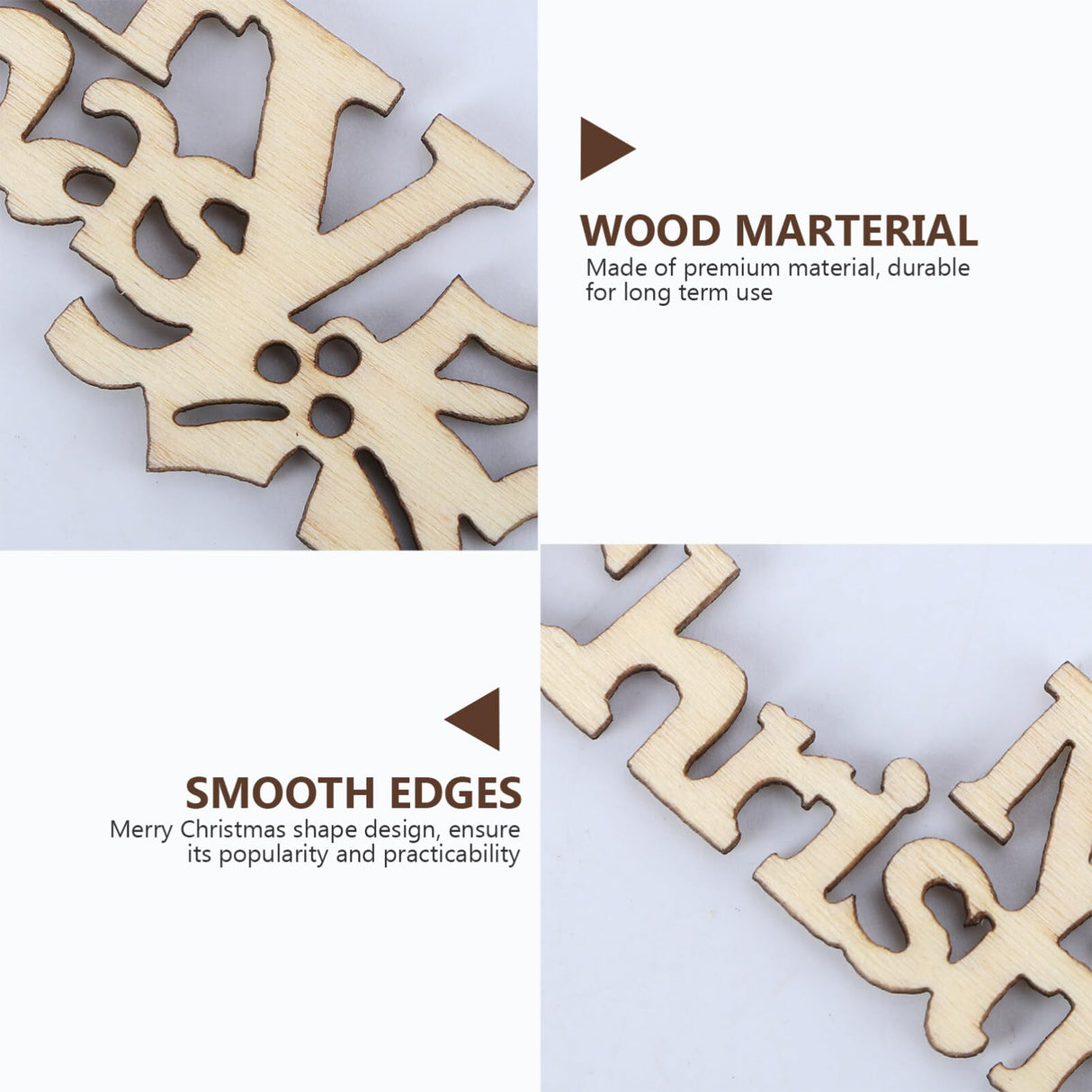 BESTOYARD 20pcs Merry Christmas Wooden Cutout Unfinished Wood Letter Piece Slice Embellishment for DIY Scrapbooking Xmas Sewing Crafts BESTOYARD