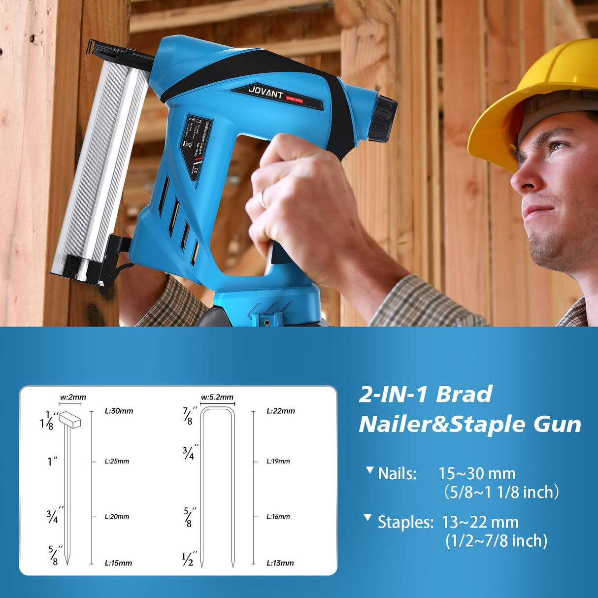 Cordless Nail Gun for Makita 18V Battery (No Battery), 2 in 1 Nail Gun Dual Protection Design Brad Nailer/Stapler for Home Improvement, Carpentry & jovant