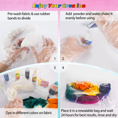 DIY Tie Dye Kit, Emooqi 26 Colors Fabric Dye Art Set with Rubber Bands, Gloves, Spoon, Funnel, Apron, and Table Covers-Great for Craft Arts Fabric - WoodArtSupply