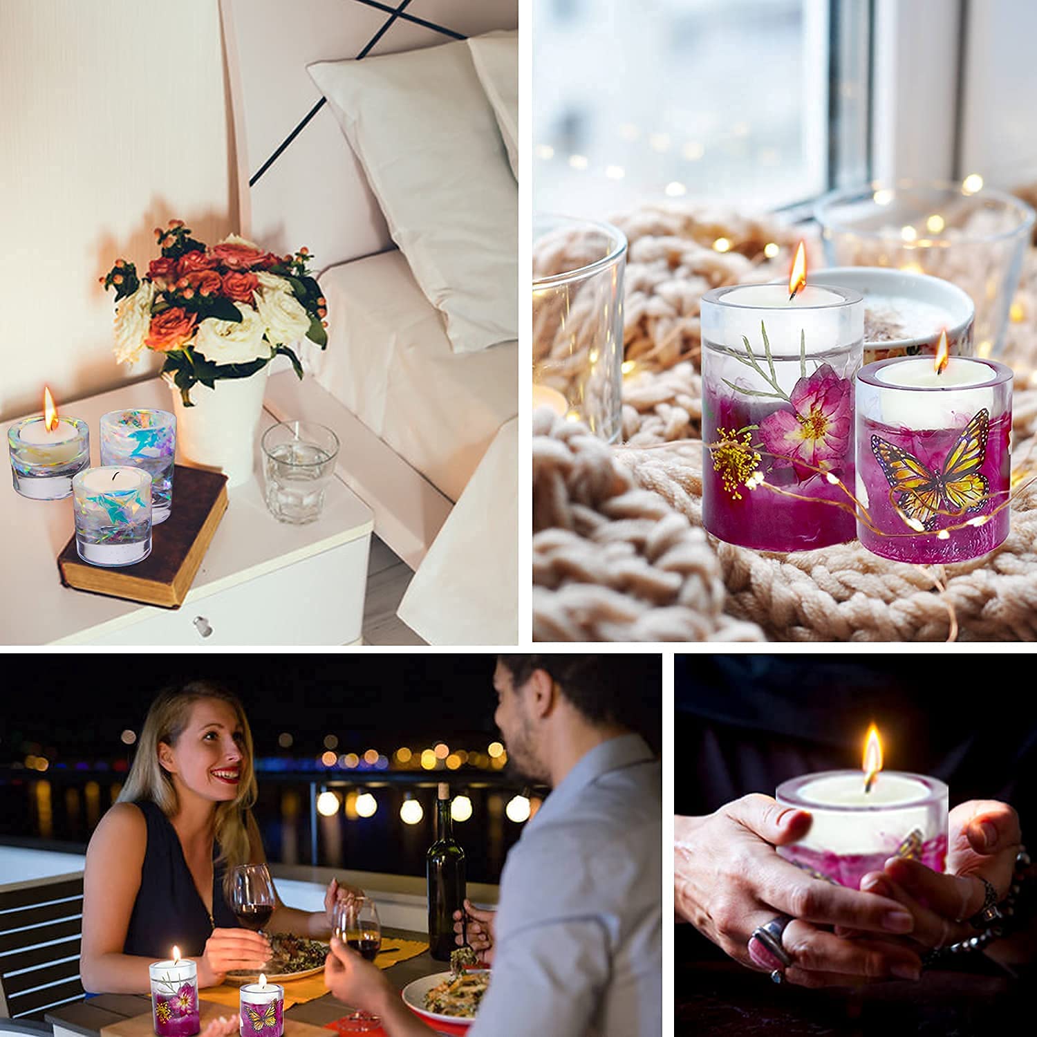 ResinWorld 3 Pack Cylinder Candlestick Epoxy Casting Molds + 2 Pack Crystal Shape Tea Light Candle Holder Molds ResinWorld