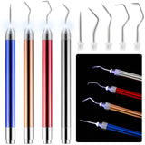 Leriton 4 Pcs LED Weeding Tools for Vinyl with Light Vinyl Weeding Tool with Pin and Hook Lighted Pin Pen Weeding Tool for Removing Iron on Tiny Leriton