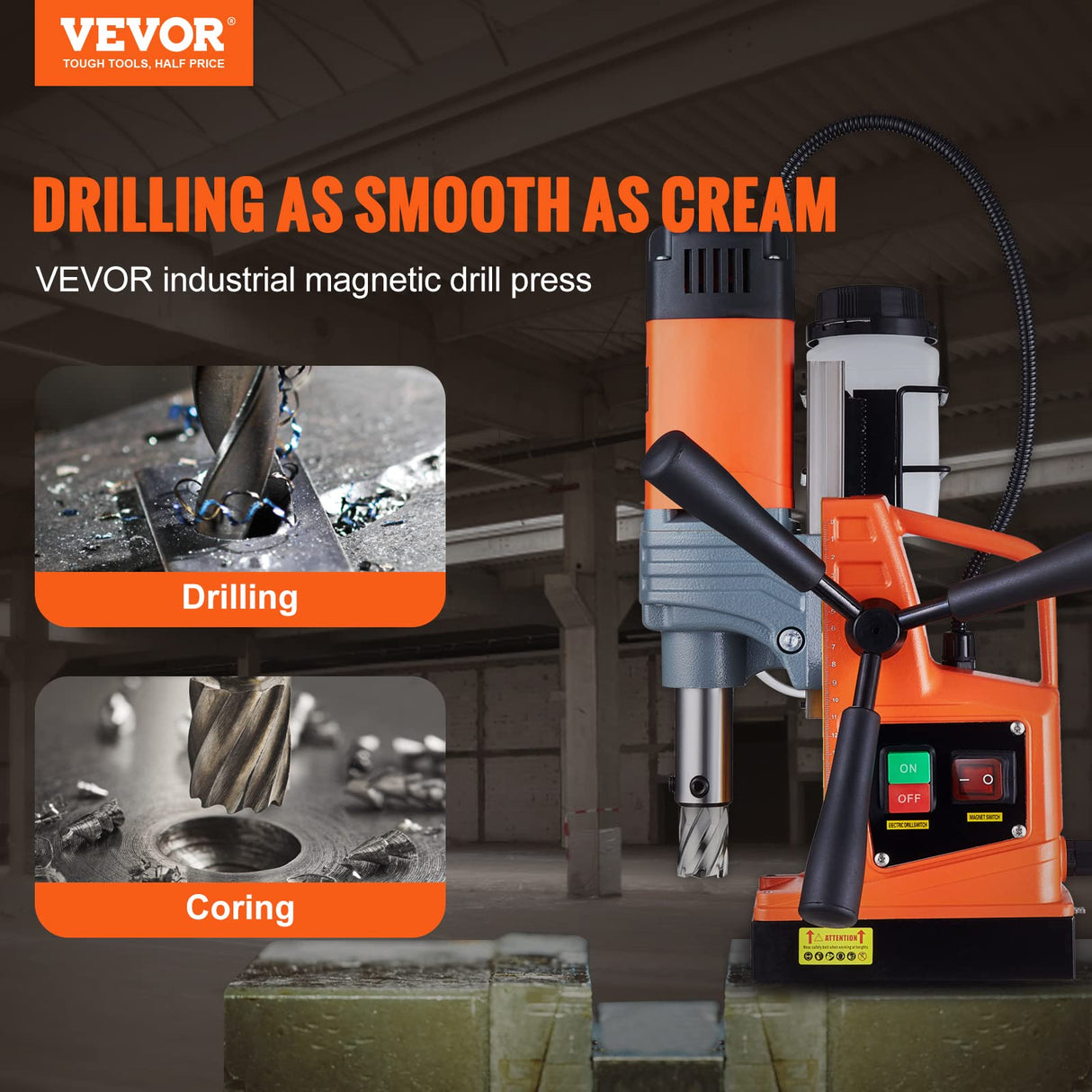 VEVOR Mag Drill Press, 1300W 1.57" Boring Diameter, 2922lbf Power Portable Magnetic Drill, 810 PRM, Electric Drilling Machine for Metal Surface, VEVOR