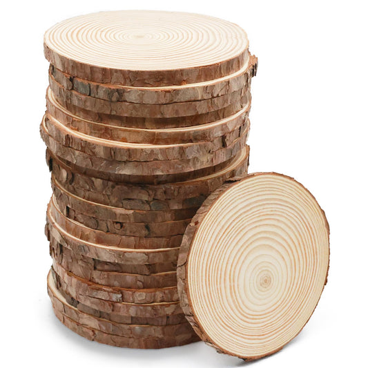 DSYIL 22 Pack Wood Slices Bulk, 5.1-5.5 Inches Wood Rounds, Unfinished Wood Circle Craft Kit, Wood Slabs for Weddings Table Centerpieces Decor and