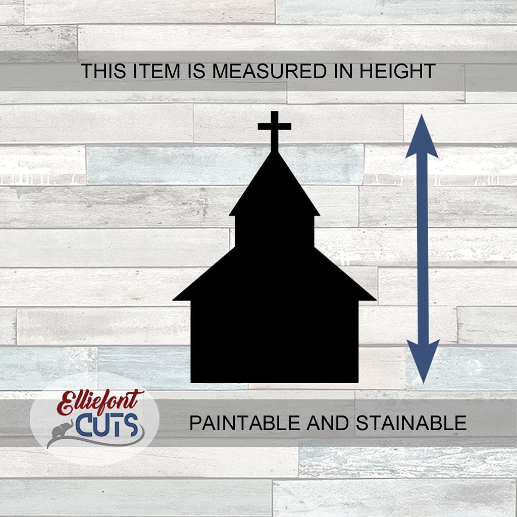 Church Wood Cutouts for crafts, Laser Cut Wood Shapes 5mm thick Baltic Birch Wood, Multiple Sizes Available Elliefont Styles