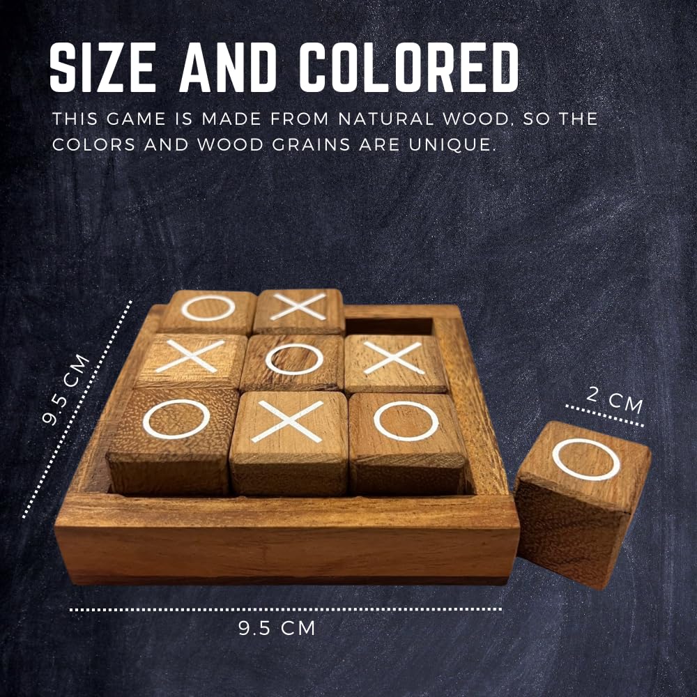 NUTTA - Wooden TIC TAC Toe Game Coffee Table Decor Family Game Night Indoor Outdoor Fun Games for Teens and Adults Classic OX Wood Board Game NUTTA
