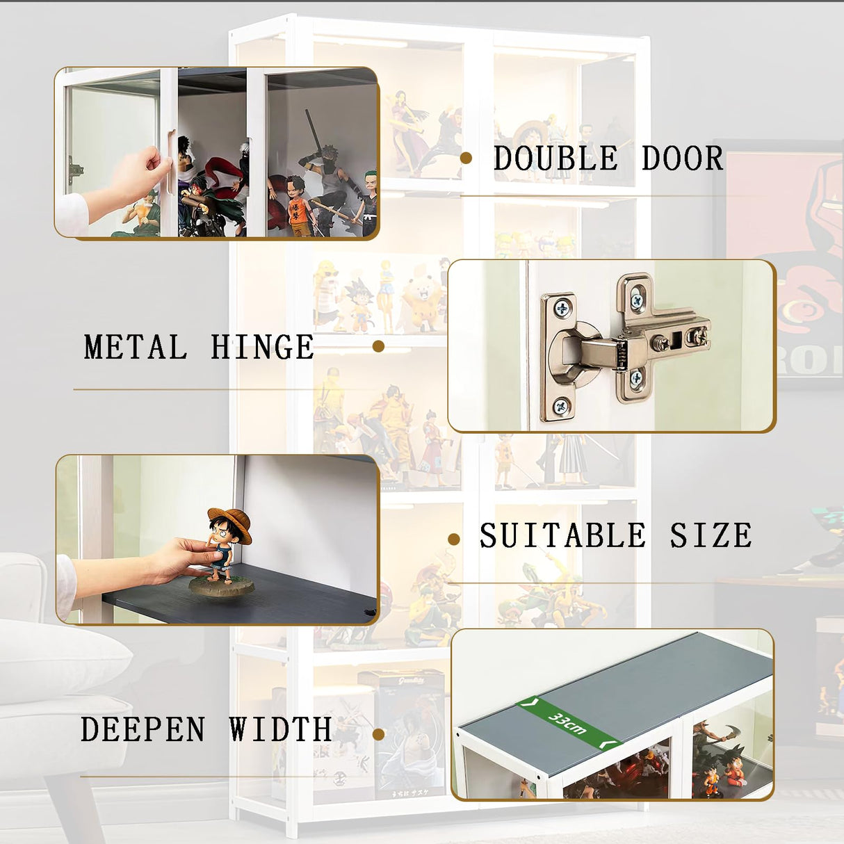 HDROGUV 5-Tier Acrylic Glass Curio Display Cabinet – Stylish Organiser for Books, Toys, and Collectibles HDROGUV