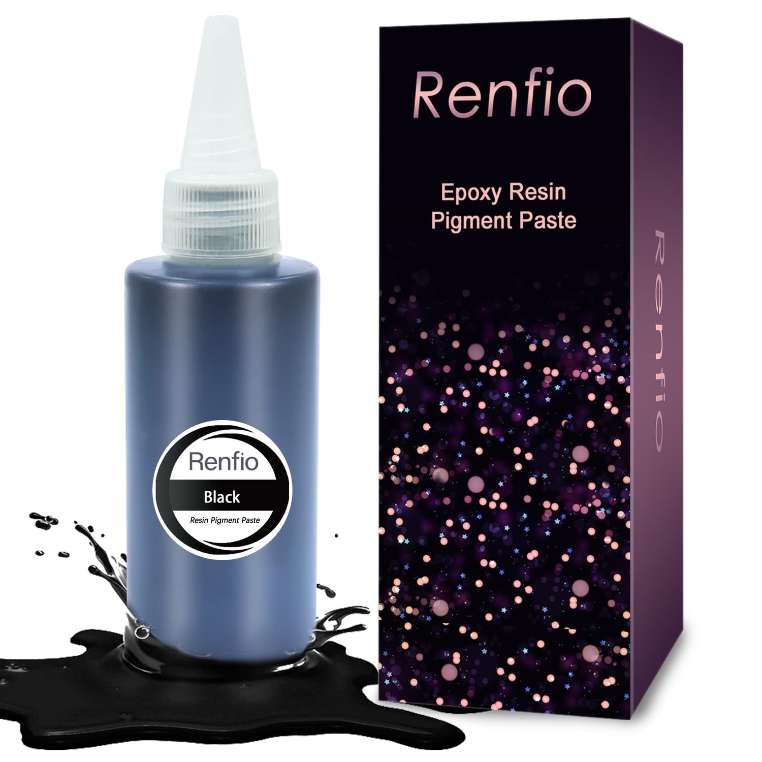 Renfio Black Pigment Paste, 4.23oz/120g Epoxy Dye High Concentrated Epoxy Resin Color Pigment Easy to Mix Paint Resin Pigment Paste for UV Resin Renfio