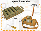 Tool Bag Roll Up, Bag Tool Organizers, Small Tool Bag W/Detachable Pouches, Heavy Duty Tool Organizer for Men Women (Khaki) d'yallee