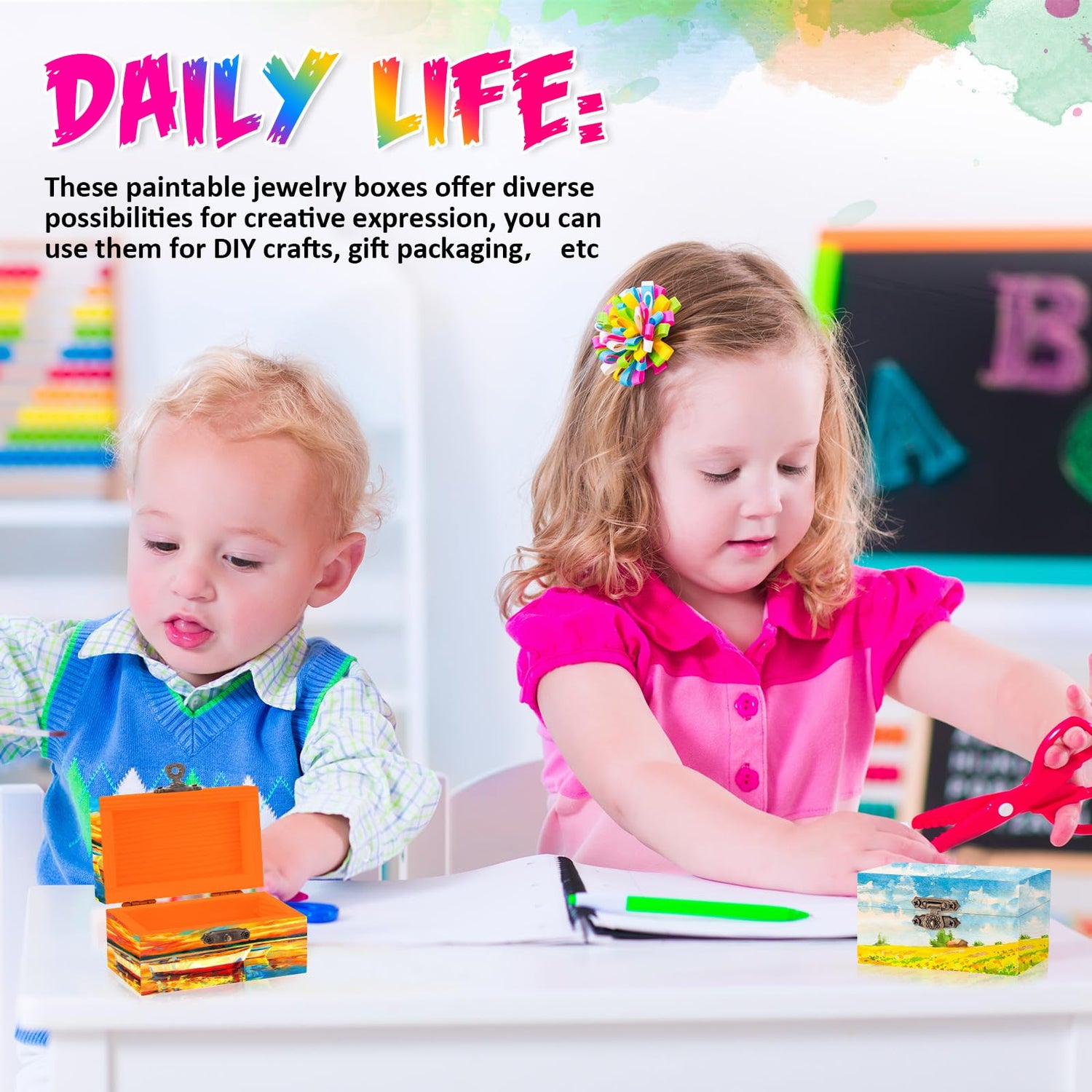 Thyle 48 Pcs Unfinished Small Wooden Box 3.54 x 1.97 x 2.17 Inch Treasure Boxes Wooden Mini Treasure Boxes Stash Wooden Box with Hinged Lid Locking Thyle