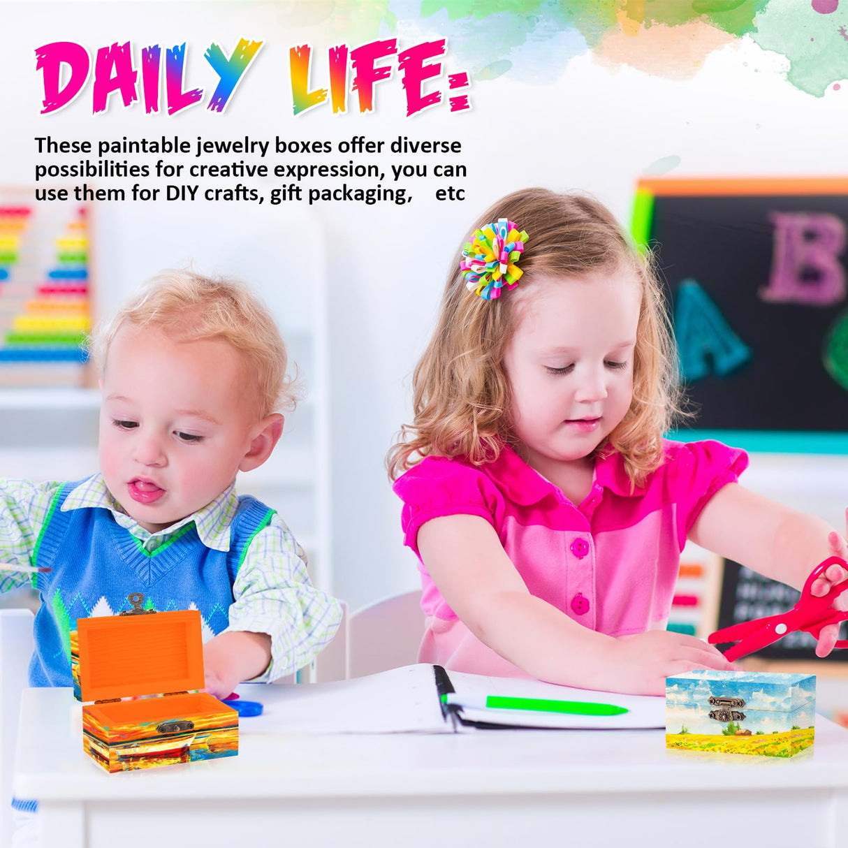 Thyle 48 Pcs Unfinished Small Wooden Box 3.54 x 1.97 x 2.17 Inch Treasure Boxes Wooden Mini Treasure Boxes Stash Wooden Box with Hinged Lid Locking Thyle