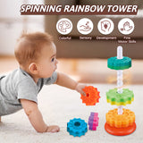 JUXUE Baby Spinning Stacking Toys for Toddlers 1-3, Rainbow Ring Stacker Montessori Toys for Babies 6-12 Months, 1 2 3 One Year Old Girl Boy JUXUE