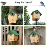 Kingsyard Wooden Bluebird House, Bird House with Predator Guard, Nesting Box Birdhouse for Outside Wild Bird Watching, Green Kingsyard