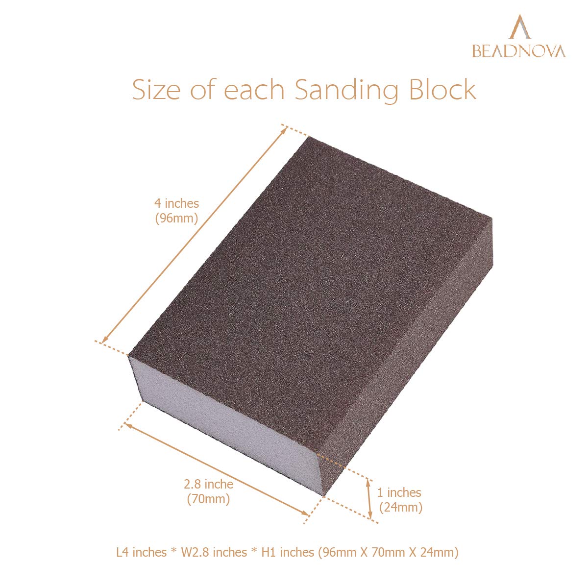 BEADNOVA Sanding Block Sandpaper Block Coarse/Medium/Fine/Superfine Assorted Dry Wet Sanding Sponge (Pack of 8, 4 Grit) BEADNOVA